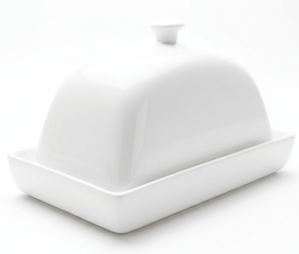 Brighter white ceramic butter dish