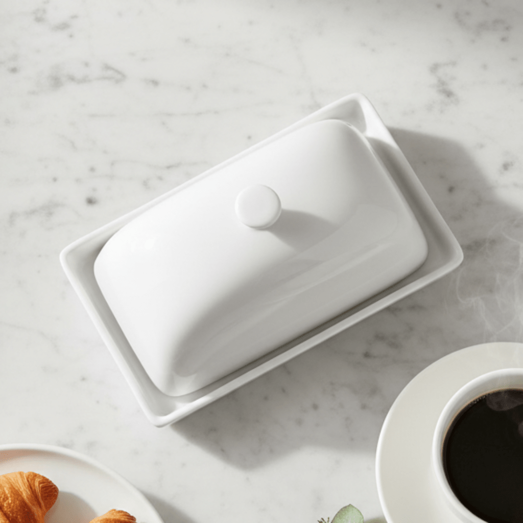 Symphony Elegant Rectangular White Ceramic Butter Dish - Al Kabayel Discount CentreSymphony Elegant Rectangular White Ceramic Butter DishServing TraysSYMPHONYAl Kabayel Discount Centre