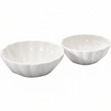 Symphony Groove Dip Set – 2 White Ceramic Dishes (10×3 cm & 8×3 cm) - Al Kabayel Discount CentreSymphony Groove Dip Set – 2 White Ceramic Dishes (10×3 cm & 8×3 cm)BowlsSYMPHONYAl Kabayel Discount Centre