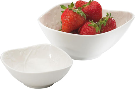 Symphony Orchard Set – 2 White Ceramic Nibble Bowls (10.3×8.7×4.1 cm & 14.3×12.6×6.3 cm) - Al Kabayel Discount CentreSymphony Orchard Set – 2 White Ceramic Nibble Bowls (10.3×8.7×4.1 cm & 14.3×12.6×6.3 cm)BowlsSYMPHONYAl Kabayel Discount Centre