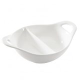 Symphony White Ceramic Divided Dip Bowl with Handles – 12.5 x 15.5 cm - Al Kabayel Discount CentreSymphony White Ceramic Divided Dip Bowl with Handles – 12.5 x 15.5 cmBowlsSYMPHONYAl Kabayel Discount Centre