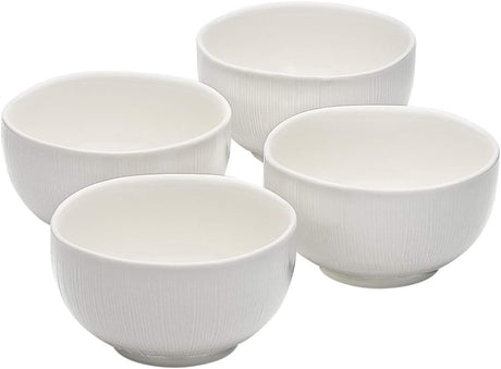 Symphony White Ceramic Linen Footed Bowls – Set of 4, 11×11×6 cm - Al Kabayel Discount CentreSymphony White Ceramic Linen Footed Bowls – Set of 4, 11×11×6 cmBowlsSYMPHONYAl Kabayel Discount Centre