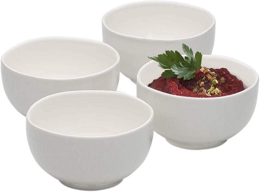 Symphony White Ceramic Linen Footed Bowls – Set of 4, 11×11×6 cm - Al Kabayel Discount CentreSymphony White Ceramic Linen Footed Bowls – Set of 4, 11×11×6 cmBowlsSYMPHONYAl Kabayel Discount Centre