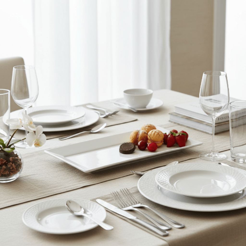 Symphony White Ceramic Rectangular Serving Platter – 37.4×18.8 cm - Al Kabayel Discount CentreSymphony White Ceramic Rectangular Serving Platter – 37.4×18.8 cmServing TraysSYMPHONYAl Kabayel Discount Centre