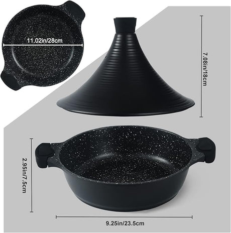 Tagine Pot - Moroccan Tagine 28 cm Non - Stick Coating Aluminium with Conical Shape and wooden knobs (28 cm Black) - Al Kabayel Discount CentreTagine Pot - Moroccan Tagine 28 cm Non - Stick Coating Aluminium with Conical Shape and wooden knobs (28 cm Black)Cookware SetAKDCAl Kabayel Discount Centre