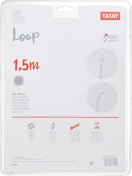 TATAY Reinforced PVC Shower Hose 1.5M – Durable Grey Flexible Design - Al Kabayel Discount CentreTATAY Reinforced PVC Shower Hose 1.5M – Durable Grey Flexible DesignKitchen & Bath FixturesTATAYAl Kabayel Discount Centre
