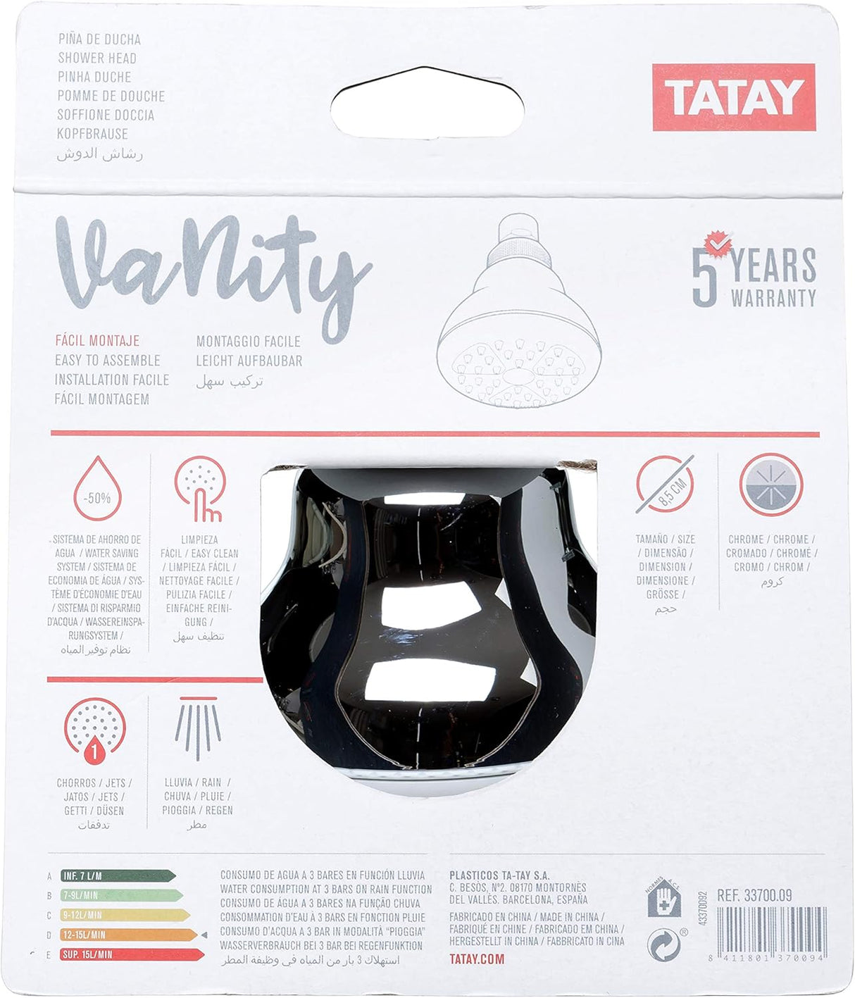 TATAY Single - Function Shower Head with Anti - Lime System – Easy Clean - Al Kabayel Discount CentreTATAY Single - Function Shower Head with Anti - Lime System – Easy CleanKitchen & Bath FixturesTATAYAl Kabayel Discount Centre