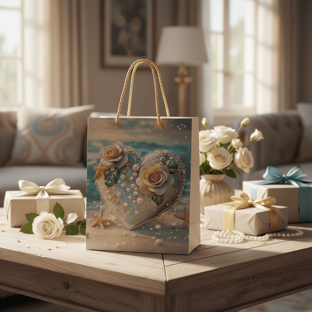 Teal & Ivory Pearl Heart Paper Gift Bag - 23×18cm - Al Kabayel Discount CentreTeal & Ivory Pearl Heart Paper Gift Bag - 23×18cmPacking & Wrapping SuppliesAKDCAl Kabayel Discount Centre