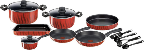 Tefal G6 Tempo Flame 14 - Piece Non - Stick Aluminium Cookware Set – Complete Kitchen Set in Red - Al Kabayel Discount CentreTefal G6 Tempo Flame 14 - Piece Non - Stick Aluminium Cookware Set – Complete Kitchen Set in RedCookware SetTEFALAl Kabayel Discount Centre