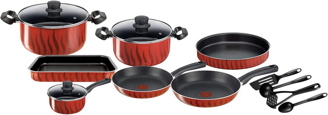 Tefal G6 Tempo Flame 14 - Piece Non - Stick Aluminium Cookware Set – Complete Kitchen Set in Red - Al Kabayel Discount CentreTefal G6 Tempo Flame 14 - Piece Non - Stick Aluminium Cookware Set – Complete Kitchen Set in RedCookware SetTEFALAl Kabayel Discount Centre