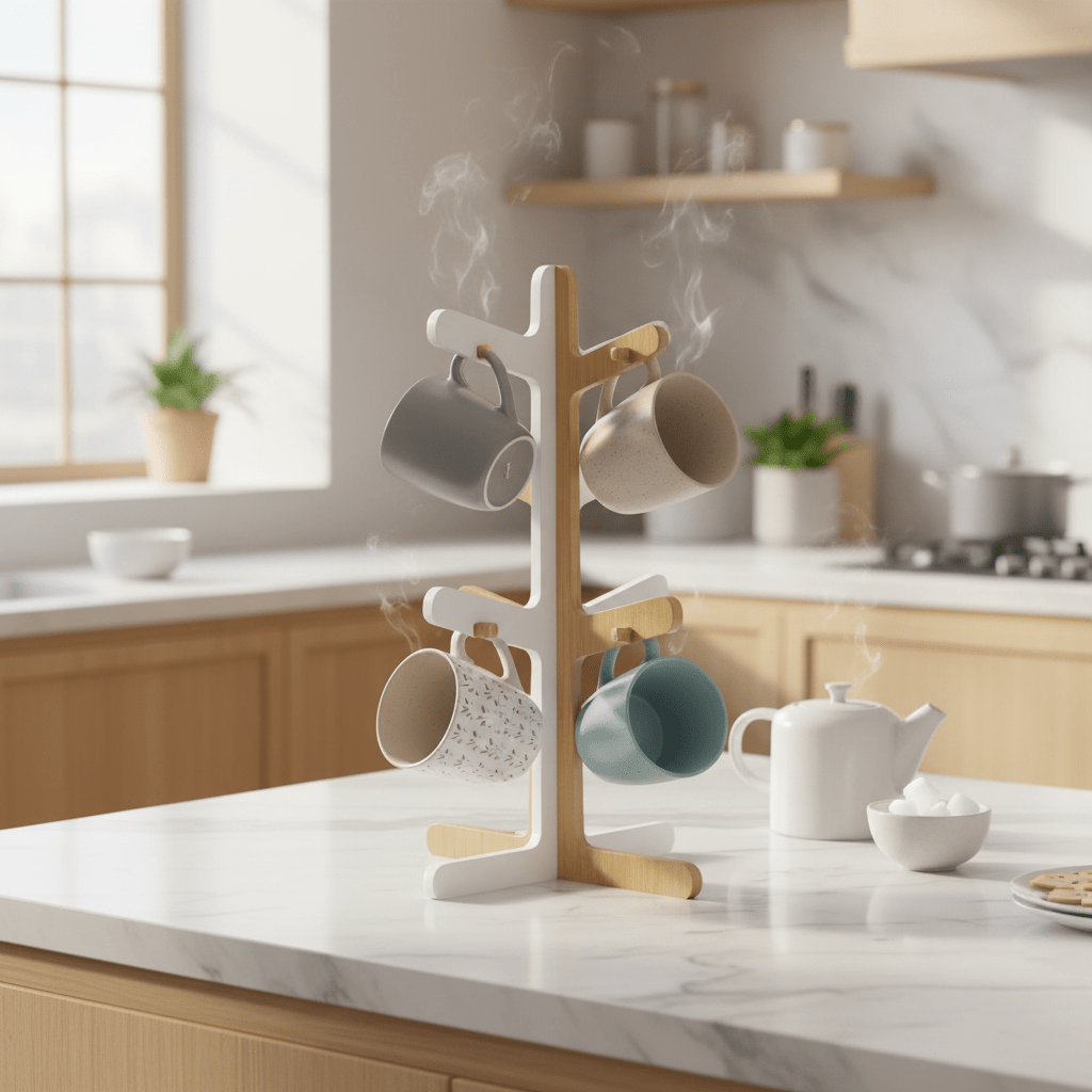 Tessie & Jessie Elegant White Wooden Mug Tree Stand for Stylish Kitchen Storage and Coffee Mug Display – 30cm - Al Kabayel Discount CentreTessie & Jessie Elegant White Wooden Mug Tree Stand for Stylish Kitchen Storage and Coffee Mug Display – 30cmKitchen Utensils & GadgetsTESSIE&JESSIEAl Kabayel Discount Centre