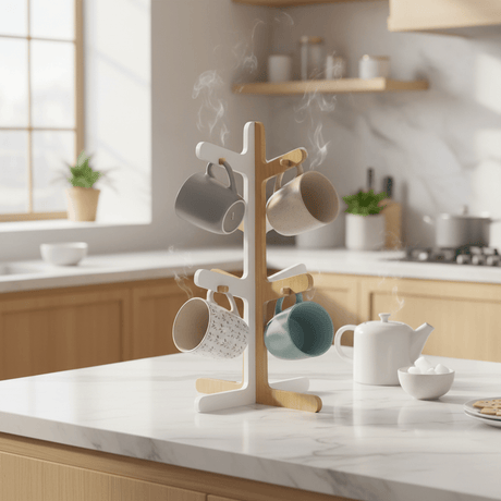 Tessie & Jessie Elegant White Wooden Mug Tree Stand for Stylish Kitchen Storage and Coffee Mug Display – 30cm - Al Kabayel Discount CentreTessie & Jessie Elegant White Wooden Mug Tree Stand for Stylish Kitchen Storage and Coffee Mug Display – 30cmKitchen Utensils & GadgetsTESSIE&JESSIEAl Kabayel Discount Centre