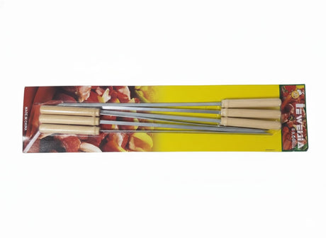 Tewejia BBQ Skewers Set 6 pcs 60 cm – Stainless Steel Barbecue Sticks with Wooden Handles for Outdoor Cooking - Al Kabayel Discount CentreTewejia BBQ Skewers Set 6 pcs 60 cm – Stainless Steel Barbecue Sticks with Wooden Handles for Outdoor CookingCamping UtilitiesTEWEJIAAl Kabayel Discount Centre