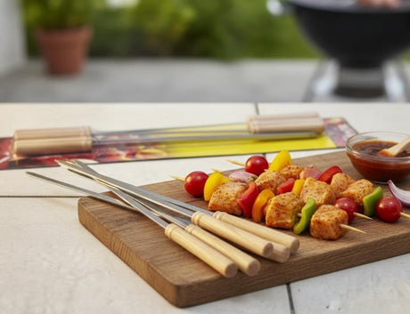 Tewejia BBQ Skewers Set 6 pcs 60 cm – Stainless Steel Barbecue Sticks with Wooden Handles for Outdoor Cooking - Al Kabayel Discount CentreTewejia BBQ Skewers Set 6 pcs 60 cm – Stainless Steel Barbecue Sticks with Wooden Handles for Outdoor CookingCamping UtilitiesTEWEJIAAl Kabayel Discount Centre