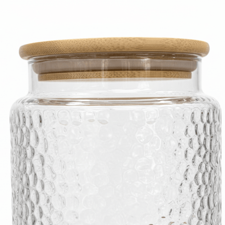 Textured Glass Jar with Bamboo Lid - 800ml / 1000ml - Al Kabayel Discount CentreTextured Glass Jar with Bamboo Lid - 800ml / 1000mlOrganizers & AccessoriesAKDCAl Kabayel Discount Centre