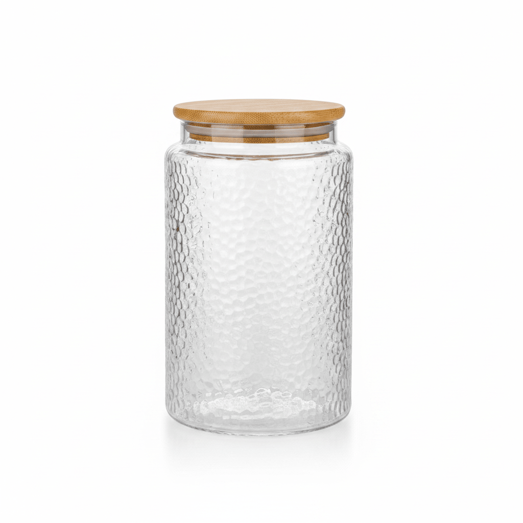 Textured Glass Jar with Bamboo Lid - 800ml / 1000ml - Al Kabayel Discount CentreTextured Glass Jar with Bamboo Lid - 800ml / 1000mlOrganizers & AccessoriesAKDCAl Kabayel Discount Centre