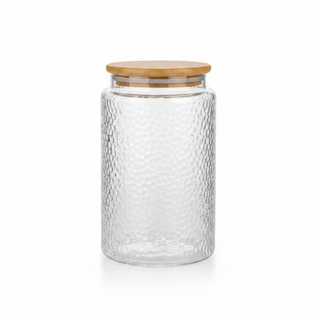 Textured Glass Jar with Bamboo Lid - 800ml / 1000ml - Al Kabayel Discount CentreTextured Glass Jar with Bamboo Lid - 800ml / 1000mlOrganizers & AccessoriesAKDCAl Kabayel Discount Centre