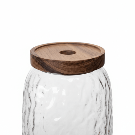 Textured Glass Storage Jar with Wooden Lid – 1800ml - Al Kabayel Discount CentreTextured Glass Storage Jar with Wooden Lid – 1800mlJars & Food SaversAKDCAl Kabayel Discount Centre