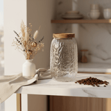 Textured Glass Storage Jar with Wooden Lid – 1800ml - Al Kabayel Discount CentreTextured Glass Storage Jar with Wooden Lid – 1800mlJars & Food SaversAKDCAl Kabayel Discount Centre