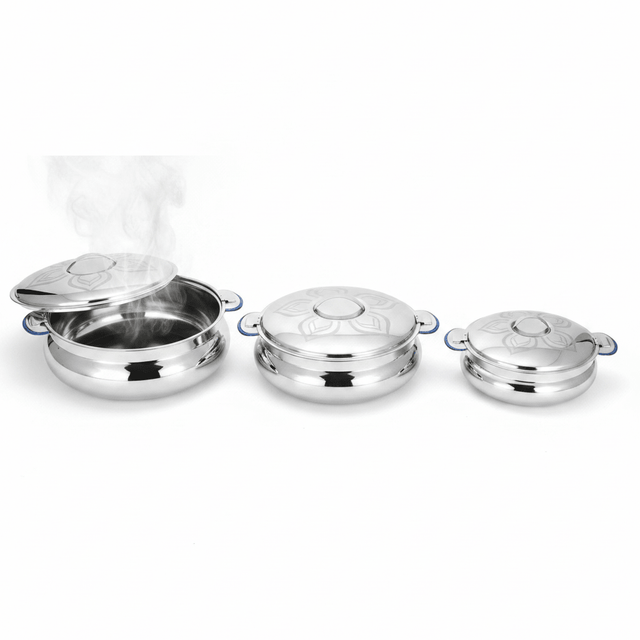 Tharun Premium 3 - Piece Stainless Steel Hotpot Set with Elegant Finish Includes 2000 3000 4000 ml Sizes - Al Kabayel Discount CentreTharun Premium 3 - Piece Stainless Steel Hotpot Set with Elegant Finish Includes 2000 3000 4000 ml SizesCasserolesTHARUNAl Kabayel Discount Centre