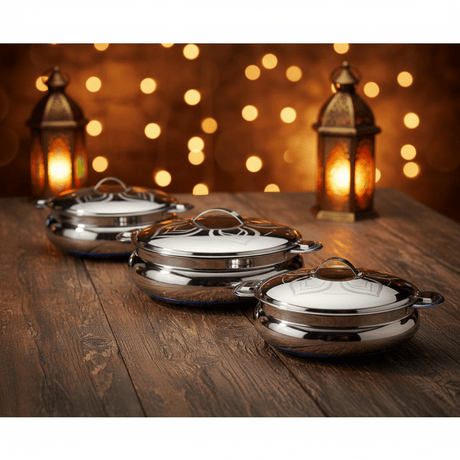 Tharun Premium 3 - Piece Stainless Steel Hotpot Set with Elegant Finish Includes 2000 3000 4000 ml Sizes - Al Kabayel Discount CentreTharun Premium 3 - Piece Stainless Steel Hotpot Set with Elegant Finish Includes 2000 3000 4000 ml SizesCasserolesTHARUNAl Kabayel Discount Centre