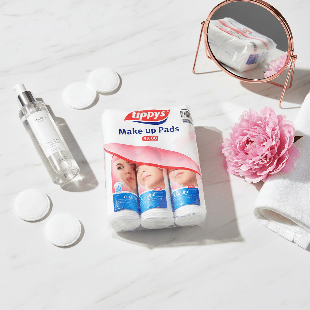 Tippys Classic Cotton Make Up Pads | 3×80 Pcs (240 Total) | 100% Cotton | Soft & Strong | Value Multipack - Al Kabayel Discount CentreTippys Classic Cotton Make Up Pads | 3×80 Pcs (240 Total) | 100% Cotton | Soft & Strong | Value MultipackSkin CareTIPPYSAl Kabayel Discount Centre