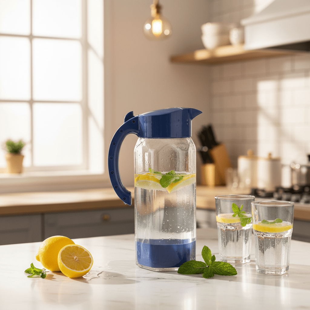 Titiz Alâ Jug 1500ml | Clear Glass Water Jug with Flip Lid | Kitchen Carafe | Navy blue,White,Grey | - Al Kabayel Discount CentreTitiz Alâ Jug 1500ml | Clear Glass Water Jug with Flip Lid | Kitchen Carafe | Navy blue,White,Grey |JugsTITIZAl Kabayel Discount Centre