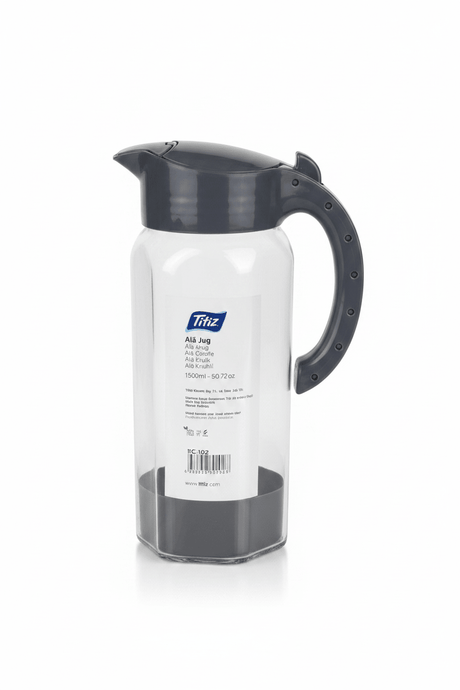 Titiz Alâ Jug 1500ml | Clear Glass Water Jug with Flip Lid | Kitchen Carafe | Navy blue,White,Grey | - Al Kabayel Discount CentreTitiz Alâ Jug 1500ml | Clear Glass Water Jug with Flip Lid | Kitchen Carafe | Navy blue,White,Grey |JugsTITIZAl Kabayel Discount Centre