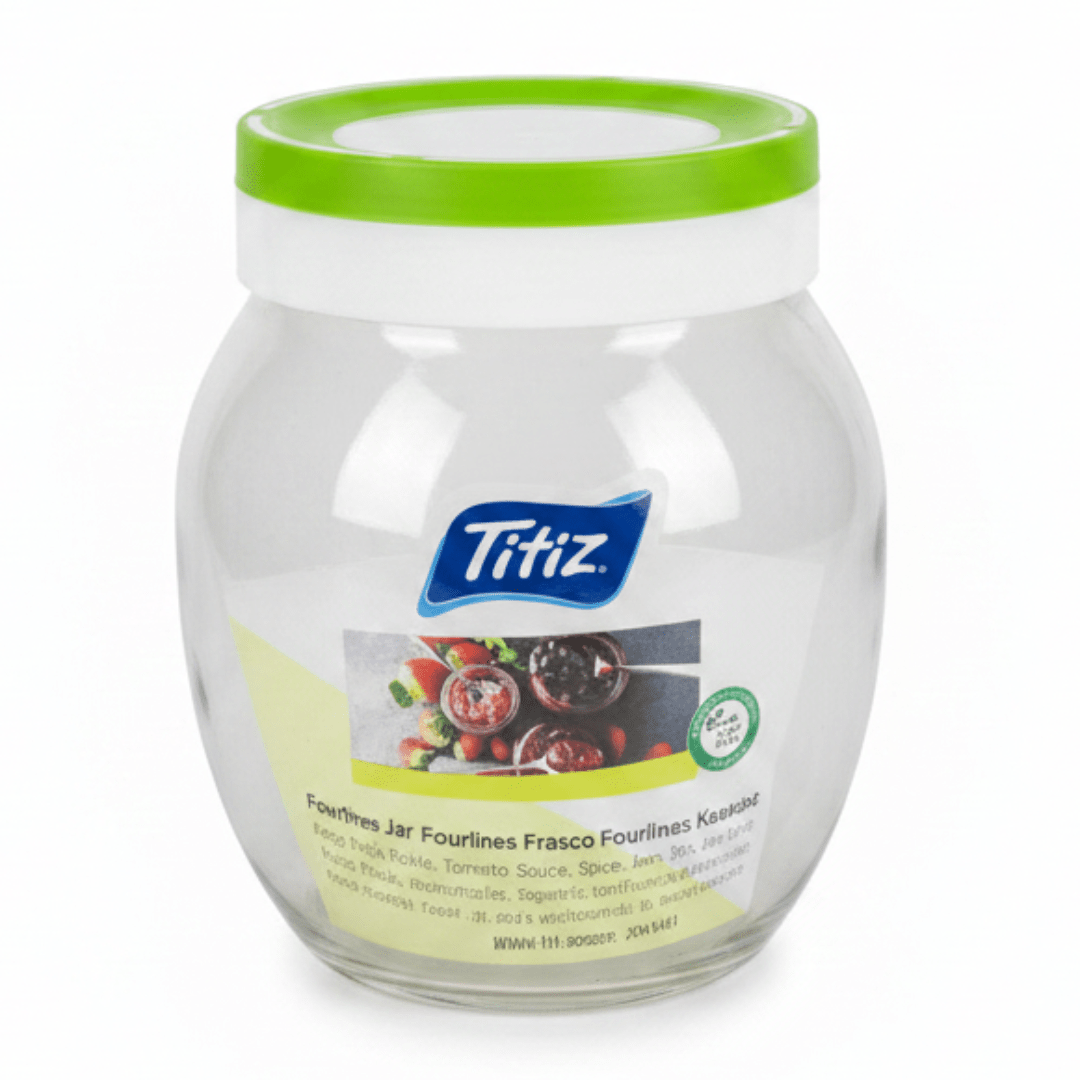 Titiz Fourlines Round Glass Storage Jar with Airtight Plastic Lid – 720ml | Blue / Red / Green | - Al Kabayel Discount CentreTitiz Fourlines Round Glass Storage Jar with Airtight Plastic Lid – 720ml | Blue / Red / Green |Jars & Food SaversTITIZAl Kabayel Discount Centre
