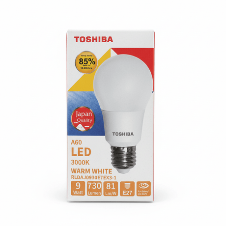 Toshiba 9W Led Bulb Warm White Light E27 - Al Kabayel Discount CentreToshiba 9W Led Bulb Warm White Light E27Light BulbsTOSHIBAAl Kabayel Discount Centre
