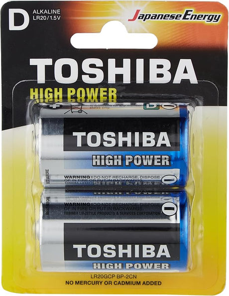 TOSHIBA Type D High Power Alkaline Battery 1.5V, Pack of 2 - Al Kabayel Discount CentreTOSHIBA Type D High Power Alkaline Battery 1.5V, Pack of 2BatteriesTOSHIBAAl Kabayel Discount Centre