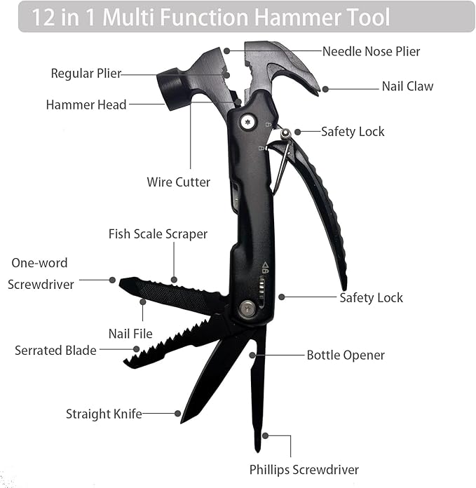 TRAVELER 12 - Function Hammer Tool, Aluminum Handle Stainless Steel - Al Kabayel Discount CentreTRAVELER 12 - Function Hammer Tool, Aluminum Handle Stainless SteelHand ToolsTRAVELERAl Kabayel Discount Centre