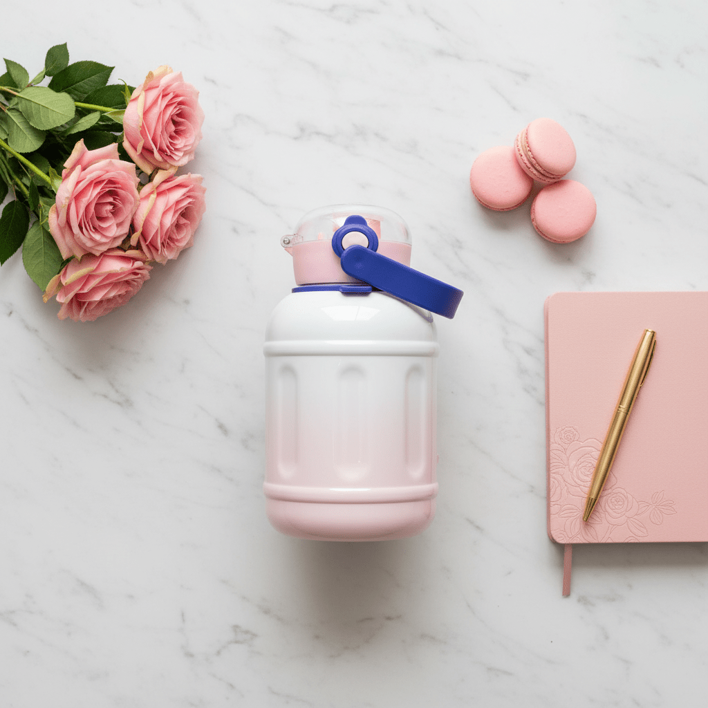 Trendy Pink & White Stainless Steel Vacuum Bottle with Blue Carry Handle 1200ml - Al Kabayel Discount CentreTrendy Pink & White Stainless Steel Vacuum Bottle with Blue Carry Handle 1200mlWater BottlesAKDCAl Kabayel Discount Centre
