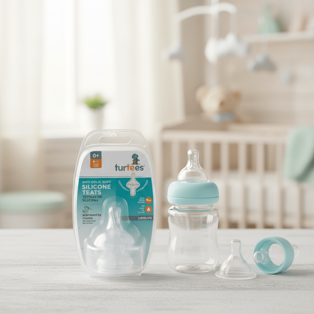 Turtees Anti - Colic Soft Silicone Teats – Slow Flow, 0+ Months (2 Pcs) - Al Kabayel Discount CentreTurtees Anti - Colic Soft Silicone Teats – Slow Flow, 0+ Months (2 Pcs)Baby ProductsTURTEESAl Kabayel Discount Centre