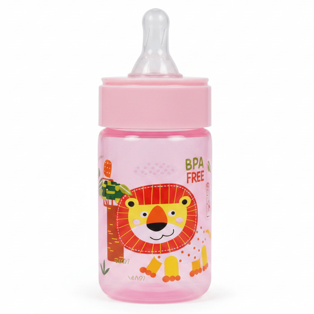 Turtees Kids BPA - Free Feeding Bottle – Plastic, 125ml, Pink (Lion Print) - Al Kabayel Discount CentreTurtees Kids BPA - Free Feeding Bottle – Plastic, 125ml, Pink (Lion Print)Baby ProductsTURTEESAl Kabayel Discount Centre