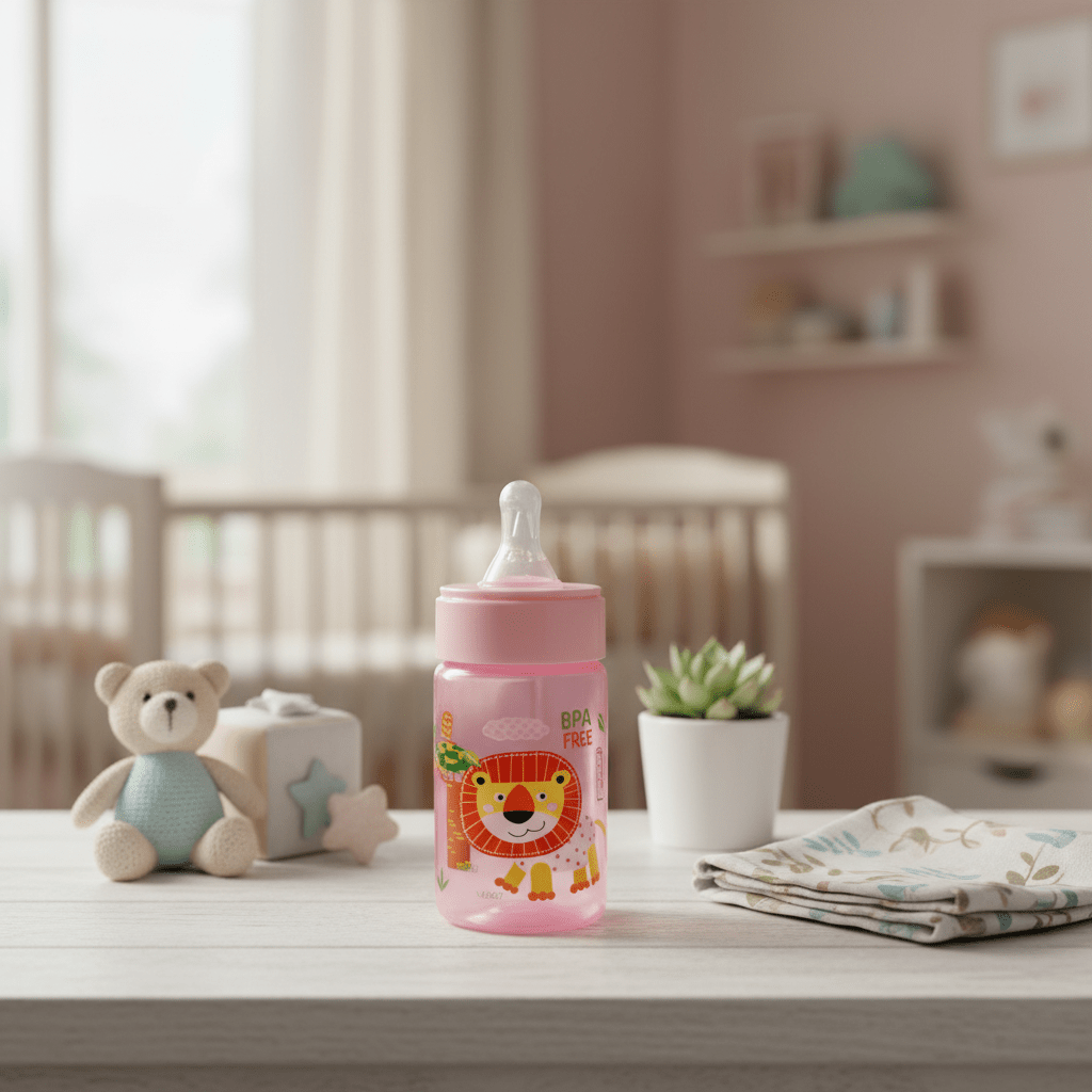 Turtees Kids BPA - Free Feeding Bottle – Plastic, 125ml, Pink (Lion Print) - Al Kabayel Discount CentreTurtees Kids BPA - Free Feeding Bottle – Plastic, 125ml, Pink (Lion Print)Baby ProductsTURTEESAl Kabayel Discount Centre