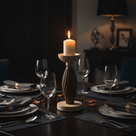 Two - Tone Wooden and Plastic Candle Holder 22.5cm – Brown & Natural Decorative Pillar Stand - Al Kabayel Discount CentreTwo - Tone Wooden and Plastic Candle Holder 22.5cm – Brown & Natural Decorative Pillar StandHome Décor AccentsAKDCAl Kabayel Discount Centre