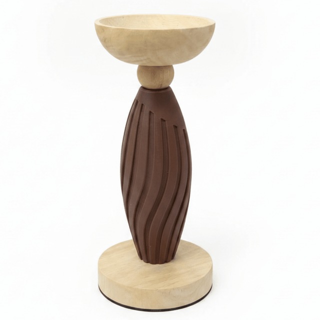 Two - Tone Wooden and Plastic Candle Holder 22.5cm – Brown & Natural Decorative Pillar Stand - Al Kabayel Discount CentreTwo - Tone Wooden and Plastic Candle Holder 22.5cm – Brown & Natural Decorative Pillar StandHome Décor AccentsAKDCAl Kabayel Discount Centre