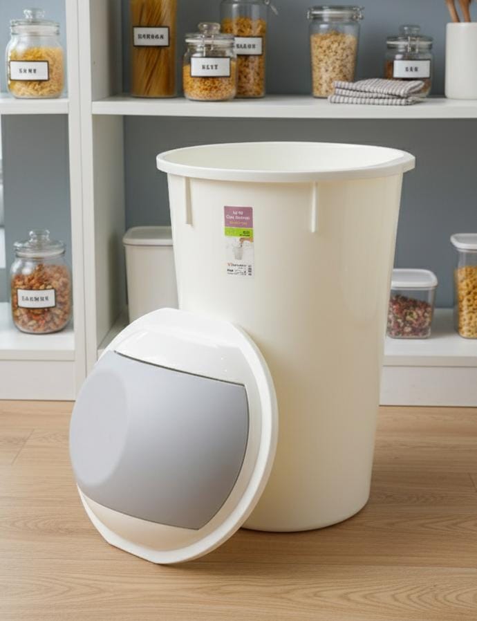 UFO 50 Litre Large Swing Dustbin – Heavy - Duty Plastic Waste Bin 39.5x72 cm, White Color for Indoor & Outdoor Use - Al Kabayel Discount CentreUFO 50 Litre Large Swing Dustbin – Heavy - Duty Plastic Waste Bin 39.5x72 cm, White Color for Indoor & Outdoor UseTrash CanUFOAl Kabayel Discount Centre