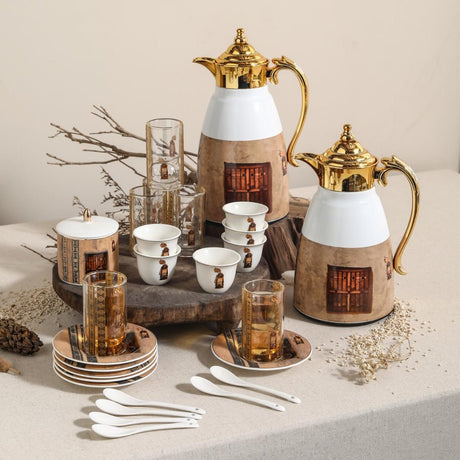 Ugarit Traditional Arabic Pattern White & Gold 21 - Piece Tea and Coffee Set – Decorative - Al Kabayel Discount CentreUgarit Traditional Arabic Pattern White & Gold 21 - Piece Tea and Coffee Set – DecorativeTea SetsUGARITAl Kabayel Discount Centre