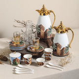 Ugarit White & Gold Arabic Art Inspired 21 - Piece Tea and Coffee Serving Set – Design - Al Kabayel Discount CentreUgarit White & Gold Arabic Art Inspired 21 - Piece Tea and Coffee Serving Set – DesignTea SetsUGARITAl Kabayel Discount Centre