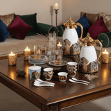 Ugarit White & Gold Arabic Art Inspired 21 - Piece Tea and Coffee Serving Set – Design - Al Kabayel Discount CentreUgarit White & Gold Arabic Art Inspired 21 - Piece Tea and Coffee Serving Set – DesignTea SetsUGARITAl Kabayel Discount Centre