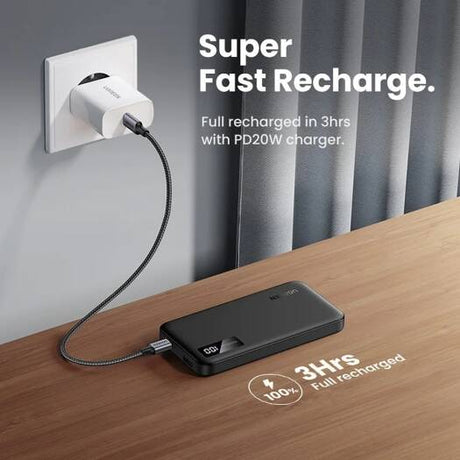 UGREEN 10000mAh Two - Way Fast Charging Power Bank, Polymer Lithium - ion Battery, 20W PD for iOS, 22.5W PD for Android, Black - PB311 - Al Kabayel Discount CentreUGREEN 10000mAh Two - Way Fast Charging Power Bank, Polymer Lithium - ion Battery, 20W PD for iOS, 22.5W PD for Android, Black - PB311Mobile AccessoriesUGREENAl Kabayel Discount Centre