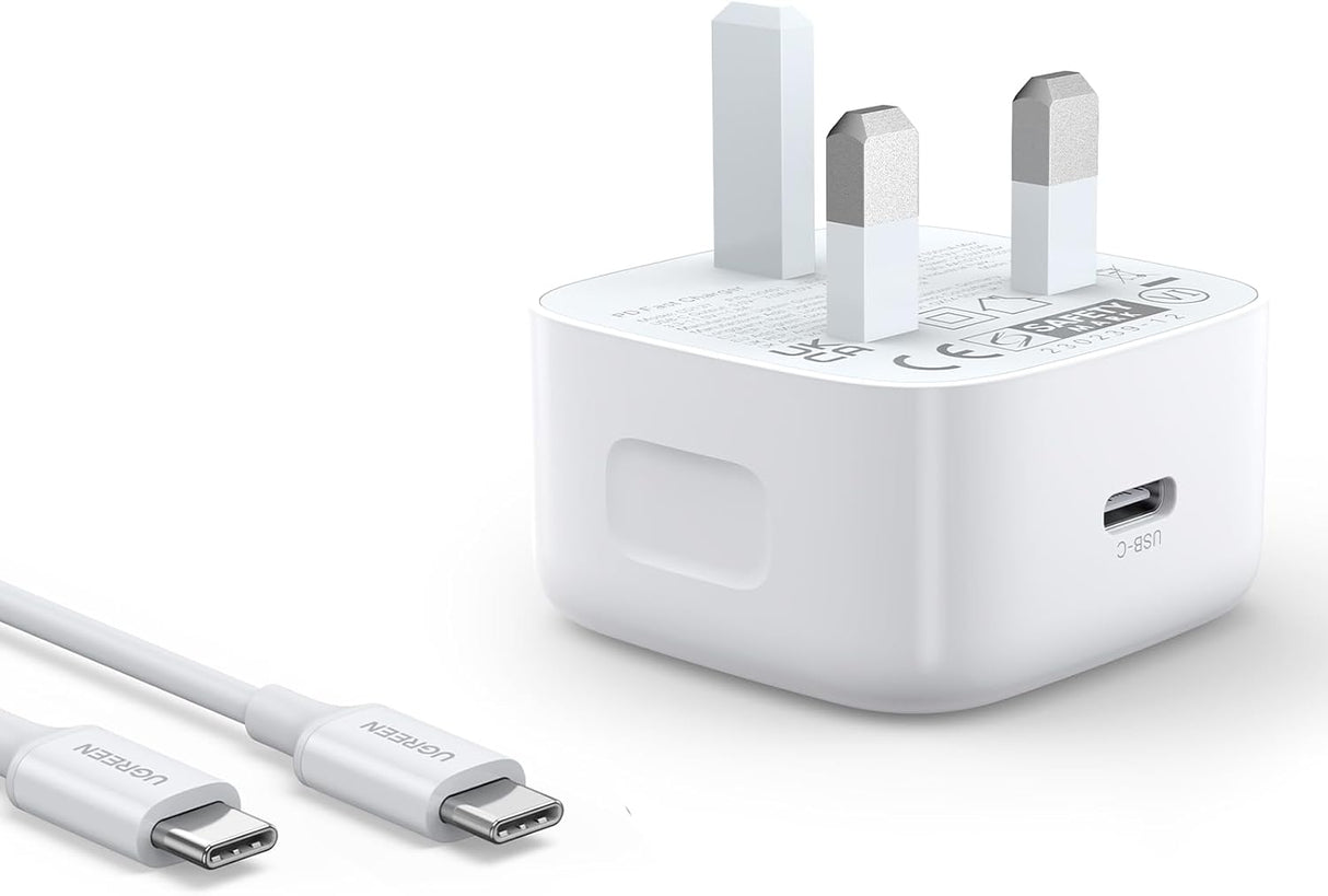 UGREEN PD 20W iPhone 16 Charger Cable Set Type C Fast Charging Adapter Cord Wall Plug with 60W USB C Cable 1M Charger Head Compatible for iPhone 16 Pro Max/16 e/15, iPad,etc - Al Kabayel Discount CentreUGREEN PD 20W iPhone 16 Charger Cable Set Type C Fast Charging Adapter Cord Wall Plug with 60W USB C Cable 1M Charger Head Compatible for iPhone 16 Pro Max/16 e/15, iPad,etcCords & AdaptersUGREENAl Kabayel Discount Centre