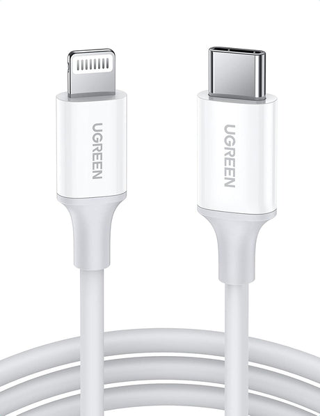 UGREEN USB - C to Lightning M/M Cable Rubber Shell 2 Meter, Charging & Data Sync, 60W Fast Charge Support, 480Mbps Max, White - Al Kabayel Discount CentreUGREEN USB - C to Lightning M/M Cable Rubber Shell 2 Meter, Charging & Data Sync, 60W Fast Charge Support, 480Mbps Max, WhiteCords & AdaptersUGREENAl Kabayel Discount Centre
