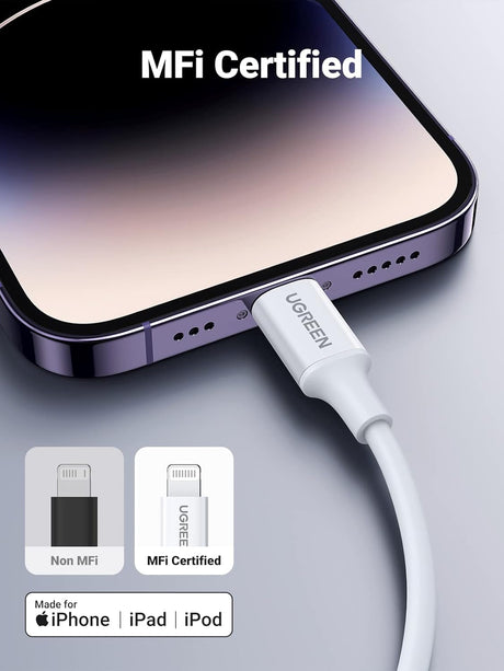 UGREEN USB - C to Lightning M/M Cable Rubber Shell 2 Meter, Charging & Data Sync, 60W Fast Charge Support, 480Mbps Max, White - Al Kabayel Discount CentreUGREEN USB - C to Lightning M/M Cable Rubber Shell 2 Meter, Charging & Data Sync, 60W Fast Charge Support, 480Mbps Max, WhiteCords & AdaptersUGREENAl Kabayel Discount Centre