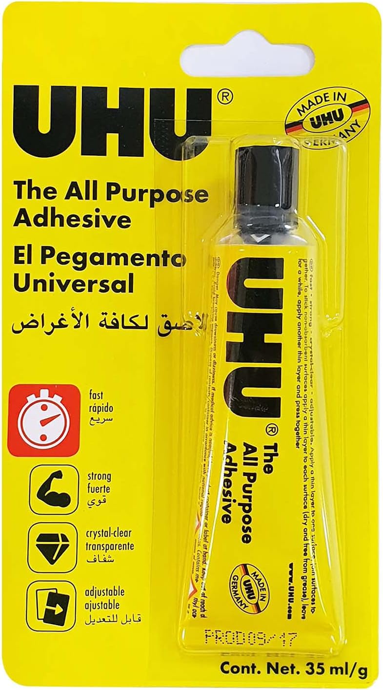 UHU All Purpose Adhesive, the tried and tested universal glue for almost all gluing cases like crafts and repair, Tube - 35ML Transparent - Al Kabayel Discount CentreUHU All Purpose Adhesive, the tried and tested universal glue for almost all gluing cases like crafts and repair, Tube - 35ML TransparentGlueUHUAl Kabayel Discount Centre