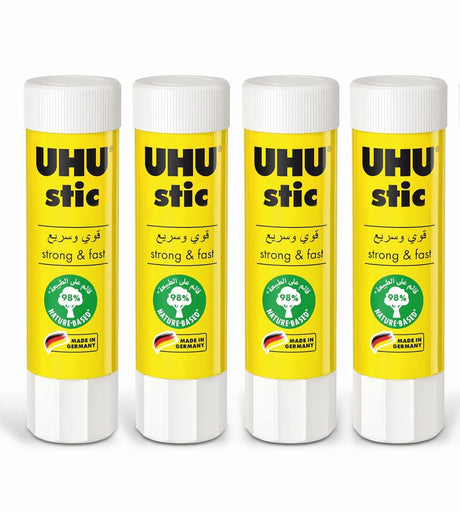 UHU Stic Glue Sticks Bonus Pack – 40g Strong & Fast 98% Nature-Based – Pack of 4 - Al Kabayel Discount CentreUHU Stic Glue Sticks Bonus Pack – 40g Strong & Fast 98% Nature-Based – Pack of 4GlueUHUAl Kabayel Discount Centre