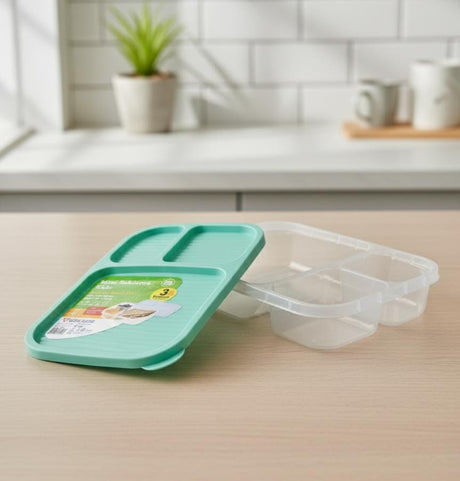 USCAN 3 - Compartment Plastic Lunch Box – Leakproof Bento Meal Container, Green, 240×155×50 mm - Al Kabayel Discount CentreUSCAN 3 - Compartment Plastic Lunch Box – Leakproof Bento Meal Container, Green, 240×155×50 mmLunch BoxUSCANAl Kabayel Discount Centre