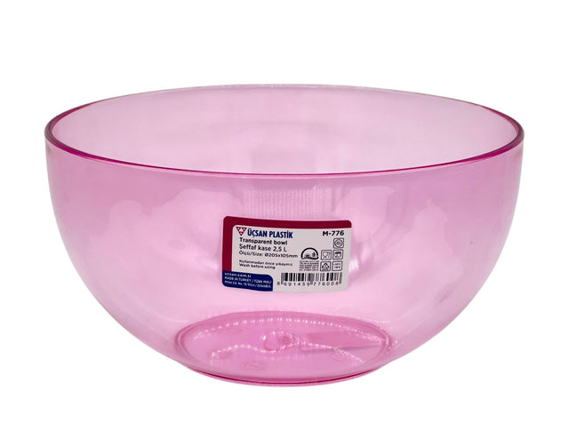 USCAN Round Transparent Bowl 2.5 Liter, 205mm Dia*105mm Height, BPA Free, Pink - Al Kabayel Discount CentreUSCAN Round Transparent Bowl 2.5 Liter, 205mm Dia*105mm Height, BPA Free, PinkBowlsUSCANAl Kabayel Discount Centre